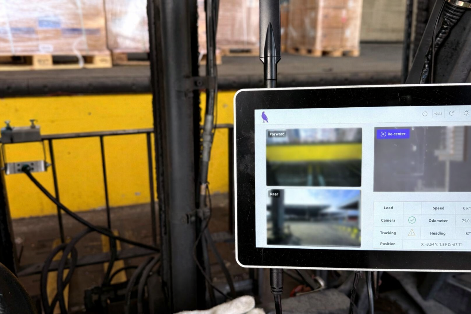 Onboard AI device mounted on a forklift