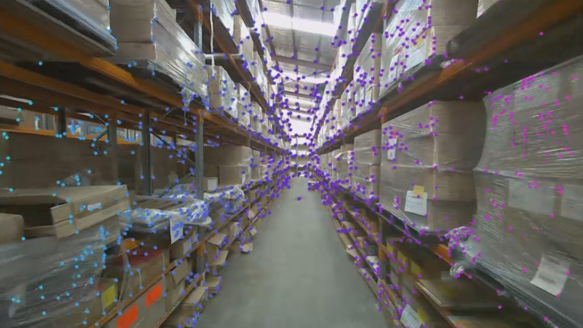 Warehouse mapping with feature points and digital twin preview